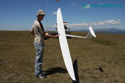 Alex mit dem Segelflieger